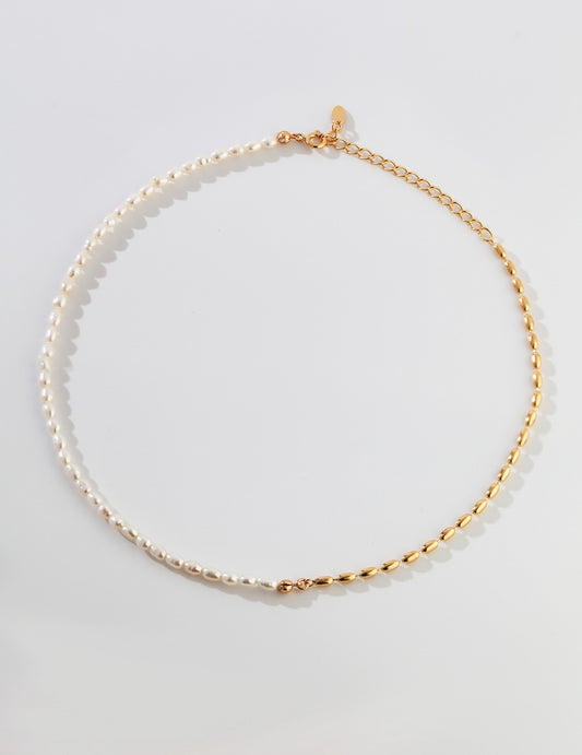 Pure Silver Rice Pearl Necklace