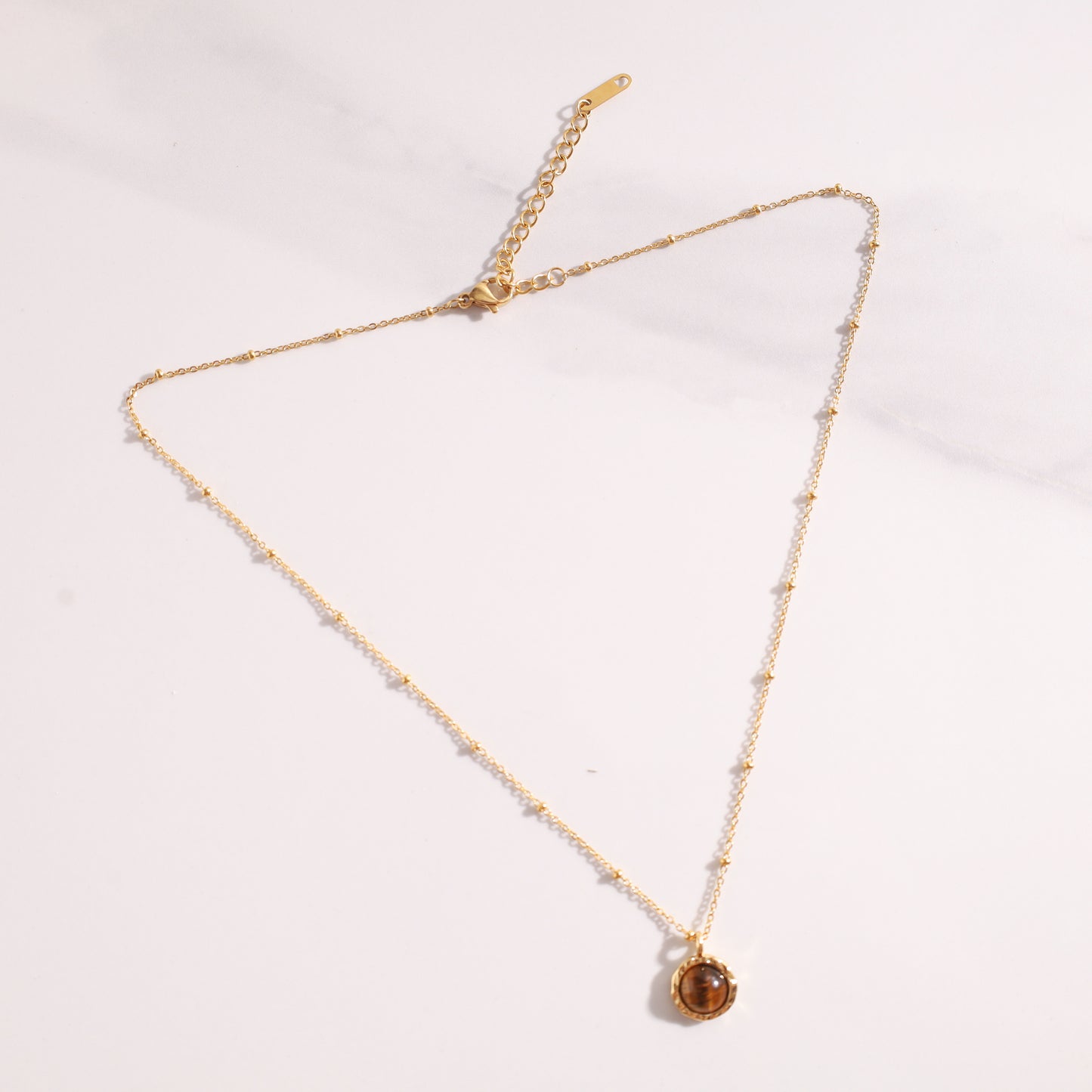 18K Gold-Plated Natural Tiger Eye Necklace