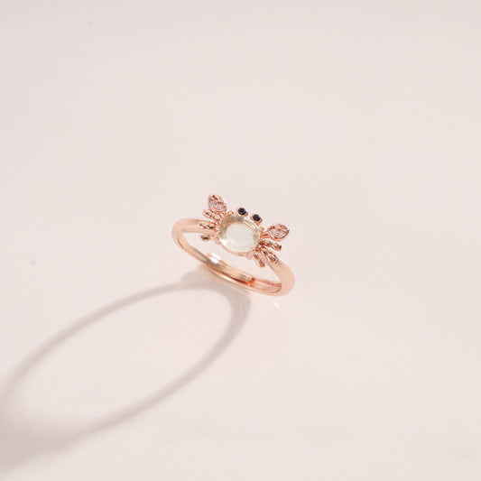 925 Inlaid Egg-faced Small Crab Open Ring